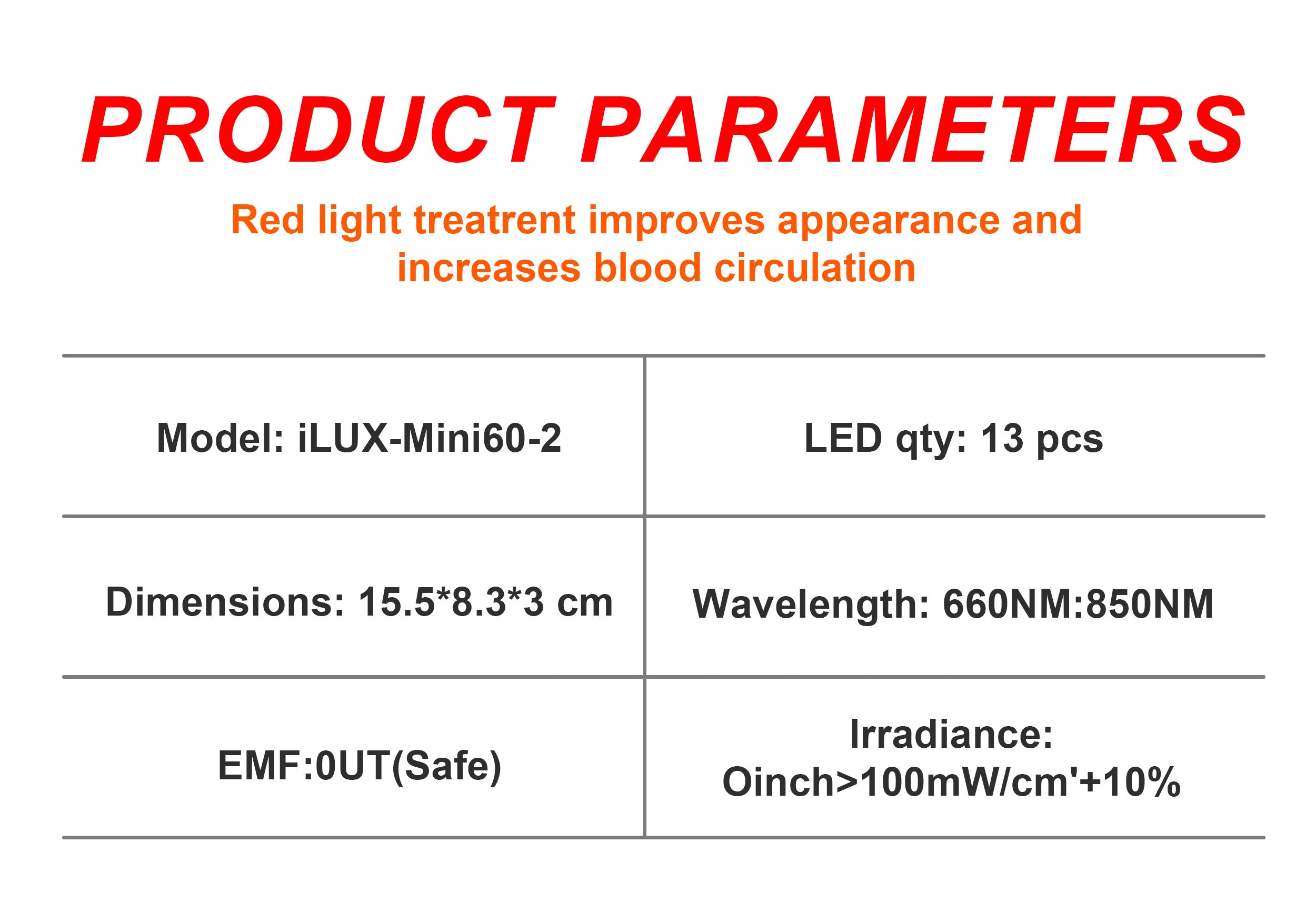 Red Light Therapy Panel - Model Mini 60-2
