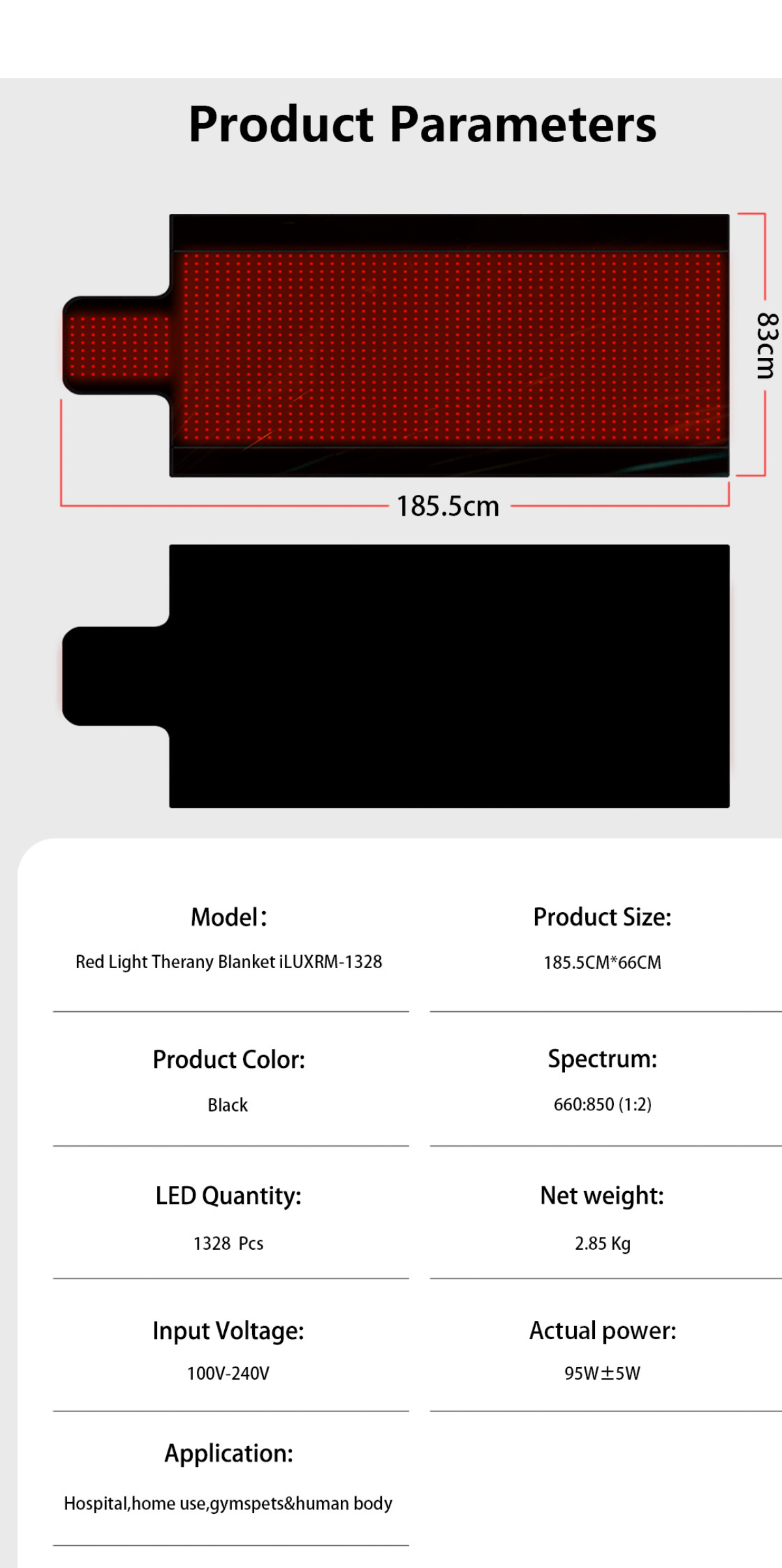 Red Light Therapy Sports Mat - Model SM RM 1328